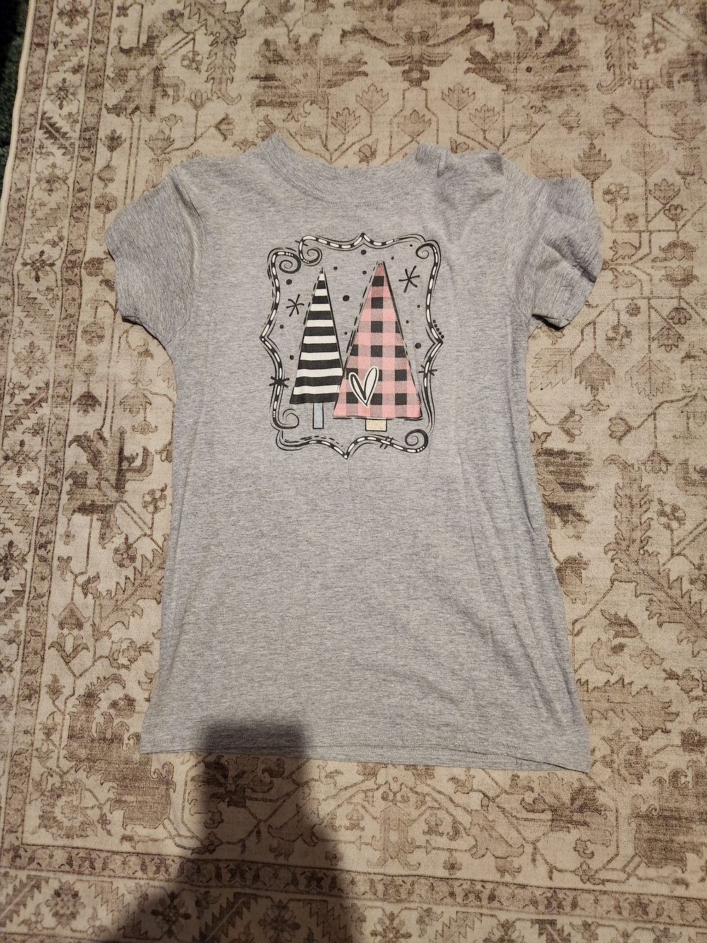 George Gray Short-Sleeve Tee with Pink & Black Tree Graphic